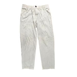 Adsum Bank Pants Work Elastic Waist Cotton Twill Cream White Size Medium